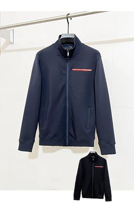 プラダ 新しいシリコーンロゴクルーネックエアコットンスタンドカラージッパージャケット
