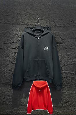 バレンシアガ Balenc1aga 英語コラボフード付きジッパーパーカー