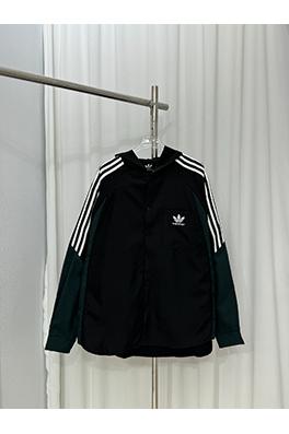 Adidas X Balenciaga コラボレーションクローバー文字刺繍ロゴトレンチコートシャツ