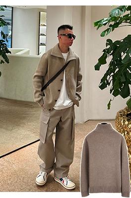 ボッテガヴェネタスーパーコピー ラペルウールブレンドカーディガン