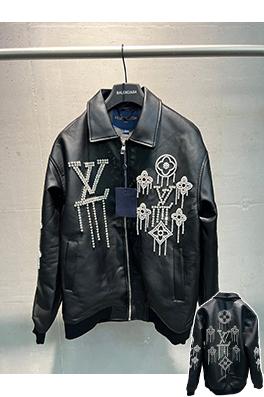 ルイヴィトン LV 新しいロゴ刺繍レザージャケット