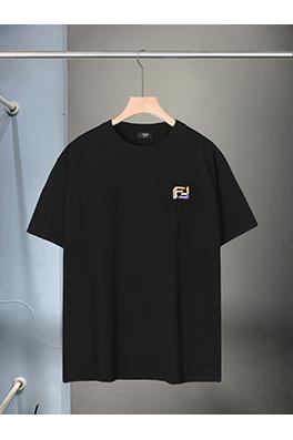 フェンディ クラシックな色の刺繍された文字の半袖Tシャツ