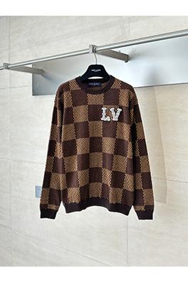 ルイヴィトン チェック柄ビーズニット長袖シャツ