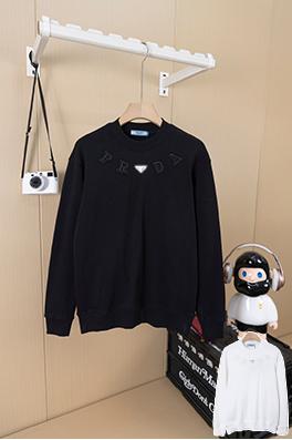 プラダコピー PRADA ネックレスパッチ アイアンロゴ 刺繍 クルーネックスパーカー