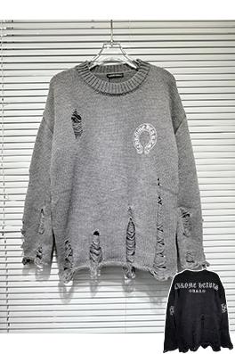 クロムハーツ ケーブルニットのゆったりとした破れたセーター