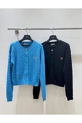 ロエベ 新しいツイストロープラウンドネックコットンニットカーディガン
