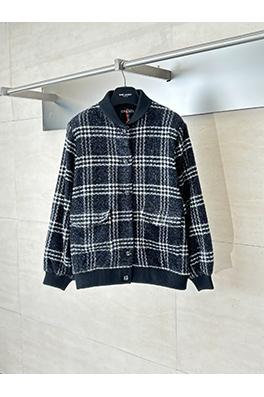 シャネル ウールチェックシングルブレストジャケット