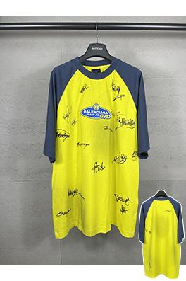 バレンシアガ カラーブロック シグネチャープリント 刺繍ロゴ グラフィティ 半袖 Tシャツ