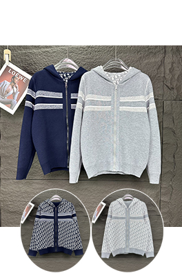 ディオール Christian Dior ジャカードフード付きリバーシブルジップアップカーディガン