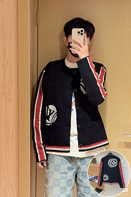 ルイヴィトン Nigo スタイリッシュな水玉柄ニットカーディガン