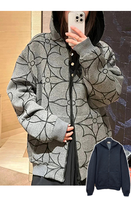ルイヴィトン ファッションサークルフラワー両面ウールコート