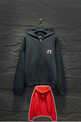 バレンシアガ Balenc1aga 英語コラボフード付きジッパーパーカー