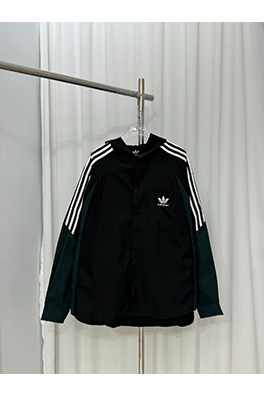 Adidas X Balenciaga コラボレーションクローバー文字刺繍ロゴトレンチコートシャツ