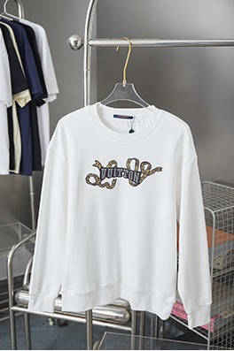 ルイヴィトン 刺繍ビーズアルファベットクルーネックパーカー