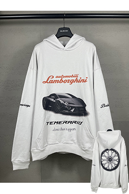 バレンシアガ Lamborghini 新しいコラボレーションモデルのストレートプリントフード付きパーカー