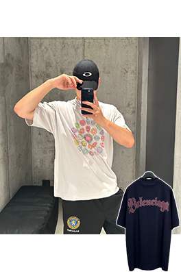 バレンシアガコピー Balenc1aga アートプリントヴィンテージ半袖Tシャツ