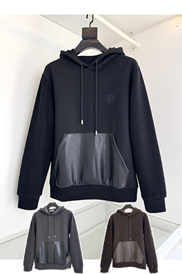 ロエベコピー ウール混紡パネルプルオーバーニットスパーカー