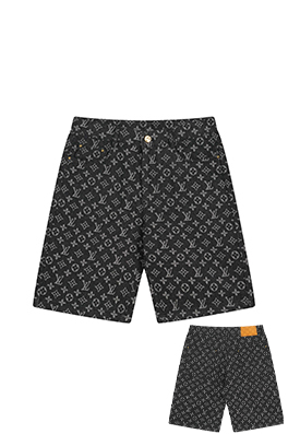 ルイヴィトン ダークパターンのモノグラムジャカードデニムショートパンツ