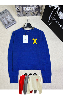 セリーヌ 新しいピンロゴクルーネックプルオーバーセーター