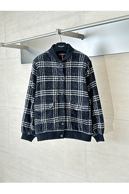 シャネル ウールチェックシングルブレストジャケット