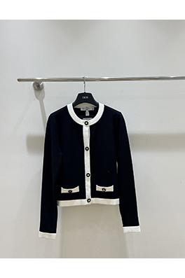 ディオール 新しい黒と白のカラーブロックボタンカーディガン