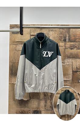 ルイヴィトン LV スタンドカラーのレザーパネルジャケット