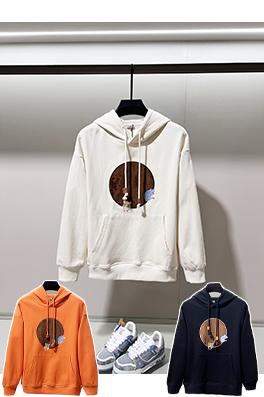 ロエベ 新しい漫画の月のベルベットパッチ刺繍フード付きスパーカー