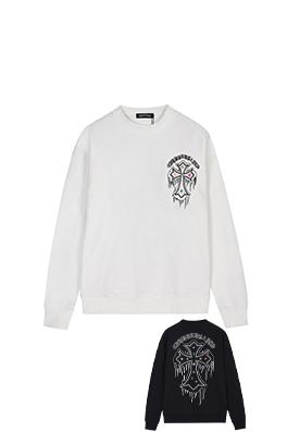 クロムハーツ 高級ヘビーデューティーデニムパッチクルーネックスパーカー