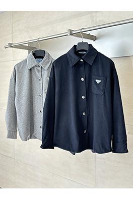 プラダ 新作カシミア トライアングルロゴ シャツジャケット