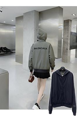 バレンシアガスーパーコピー ダブルレイヤーリバーシブルフード付きジップアップパーカー