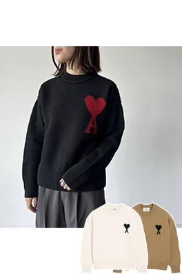 アミコピー フレンチミニマリストハートロゴセーター