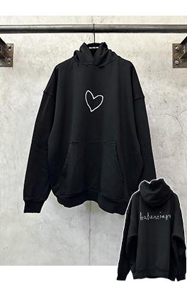 バレンシアガ Balenciaga ウォッシュダメージハート型フード付きスパーカー