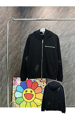 クロムハーツ 新しいモデル文字刺繍マルチレザーラベルジッパーフードジャケット