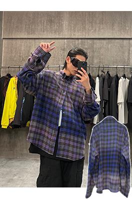 バレンシアガスーパーコピー バイオレットグラデーションフランネルシャツ