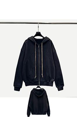 リックオウエンス ダークスタイルのハイストリートフード付きスパーカージャケット