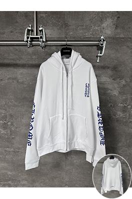 クロムハーツコピー ブルーサンスクリットプリントジップアップパーカー