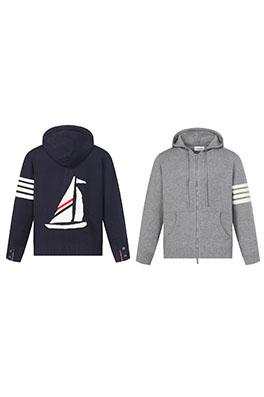 トムブラウン セイルボート柄ウールブレンドジップアップカーディガンセーター