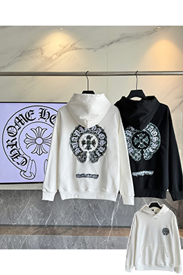 クロムハーツ アメリカンスタイルのアップリケ付きカップルフード付きスパーカー