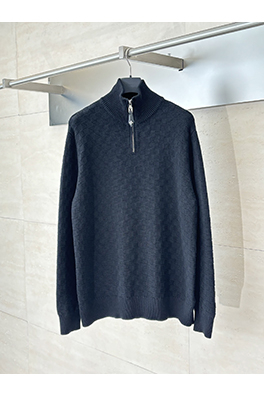 ルイヴィトン ダークモザイクチェッカーボードプリントのハーフジップニットセーター