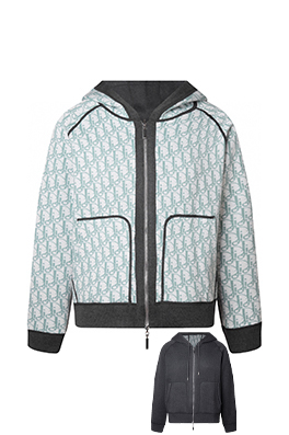 ディオール リバーシブルロゴジャカードカシミアブレンドフード付きセータージャケット