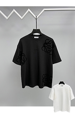 ロエベスーパーコピー 新しい重工業フロッキングロゴ半袖Tシャツ