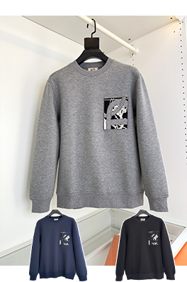 エルメス 新しいブックシール刺繍ラウンドネックスウェットシャツジャケット