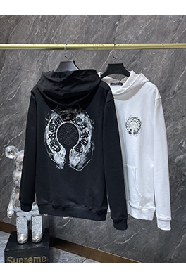 クロムハーツ 手描の馬蹄サンスクリット十字の刺繍フード付きスパーカー