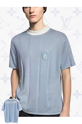 ルイヴィトン チャン・ザイ刺繍ラウンドネックニット半袖Tシャツ
