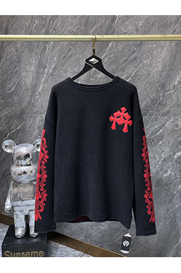 クロムハーツ 赤いパテントレザーのクロスアームウールセーター