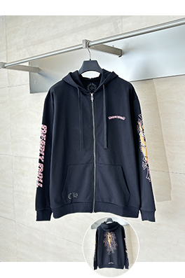 Chrome Hearts X Deadly Doll コラボレーションブランドのフード付きジップアップスパーカー