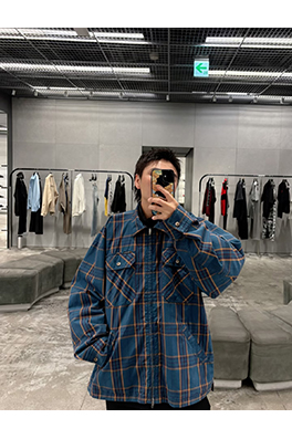 バレンシアガコピー ジャカードダブルレイヤーチェックシャツジャケット