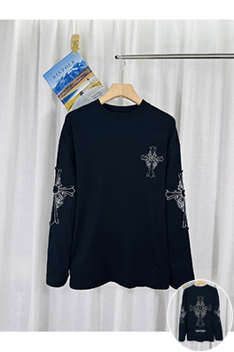 クロムハーツコピー 新作クロスパッチウォッシュドスプレーロングスリーブシャツ