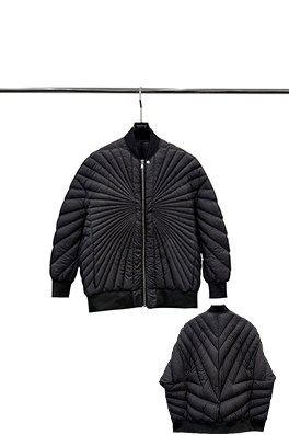 リックオウエンス 幾何のレイ刺繍キルティンググースダウンジャケット