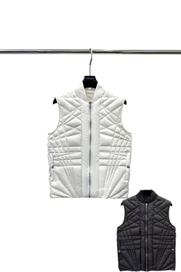 リックオウエンススーパーコピー キルティングストライプデザインのノースリーブダウンジャケット